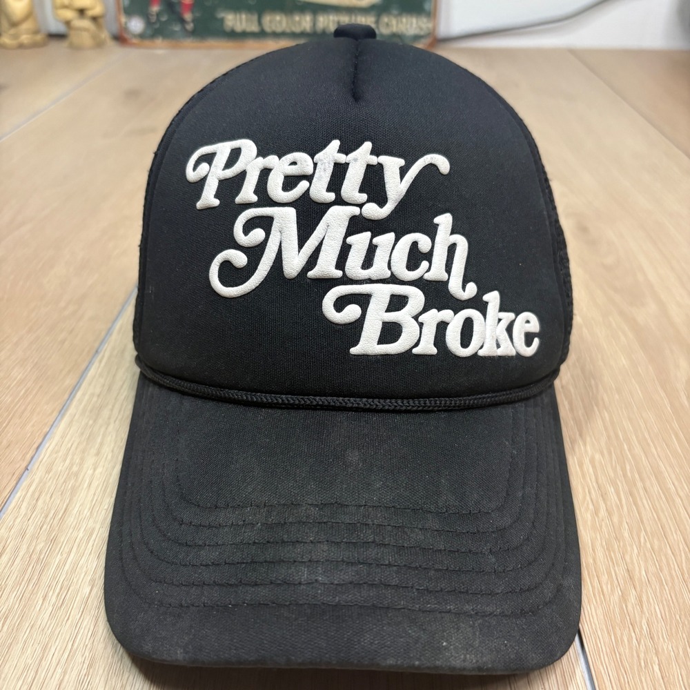 Apthcry Pretty Much Broke Trucker Hat Black Mesh Snapback Cap APTHCRY Puff Print